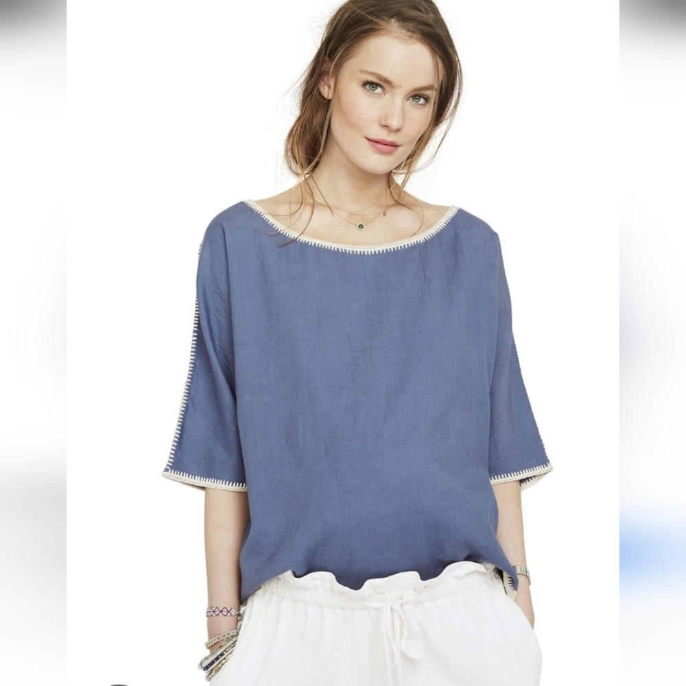 Hatch Maternity Luna Top storm blue cotton